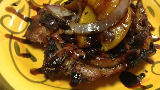 Grilled Pork Chops with Balsamic Caramelized Pears