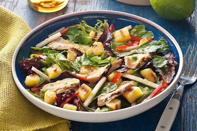 Grilled Chicken & Pineapple Salad with Pineapple-Serrano Dressing