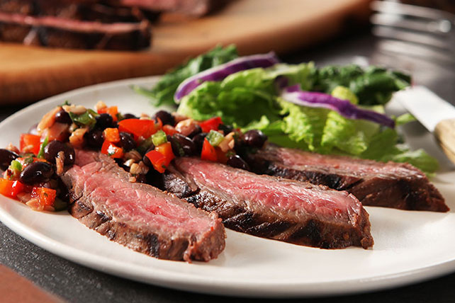 Flank Steak with Black Bean Salsa