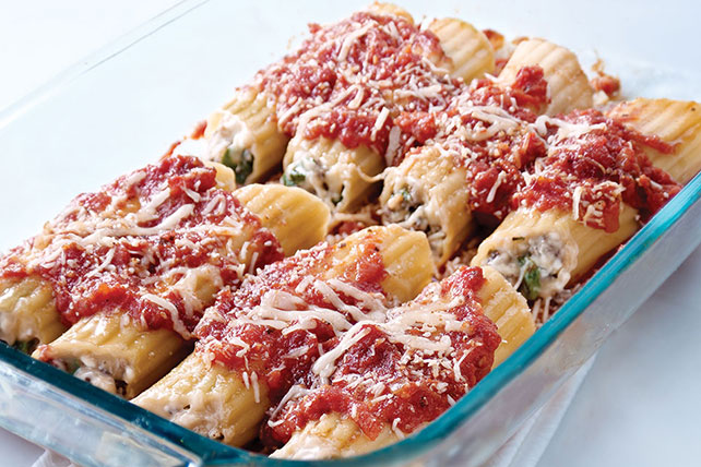 Spinach and Triple-Cheese Stuffed Manicotti