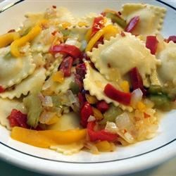 Cheese Ravioli with Three Pepper Topping