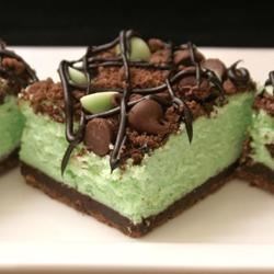 St. Patrick's Chocolate & Mint Cheesecake Bars