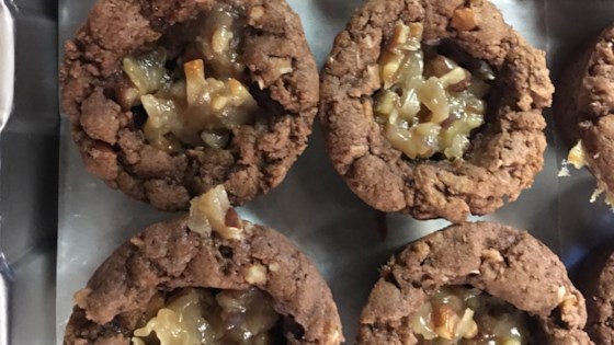 German Chocolate Thumbprint Cookies