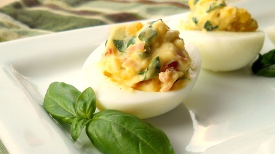 Garlic, Basil, and Bacon Deviled Eggs