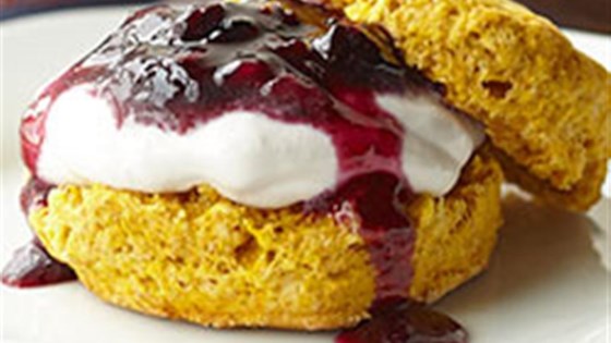 Pumpkin Shortcakes with Blueberry Cream Filling