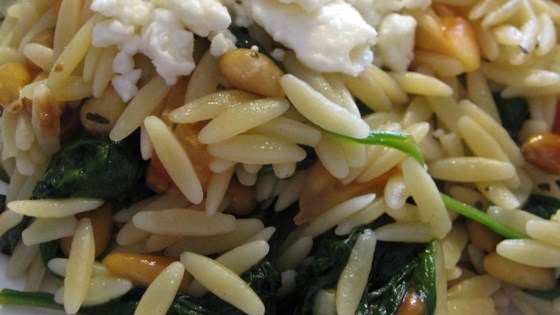 Elegant Orzo with Wilted Spinach and Pine Nuts