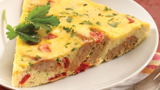 al fresco Roasted Pepper and Asiago Chicken Sausage Frittata