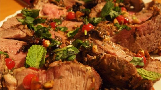 Stuffed Leg of Lamb with Balsamic-Fig-Basil Sauce