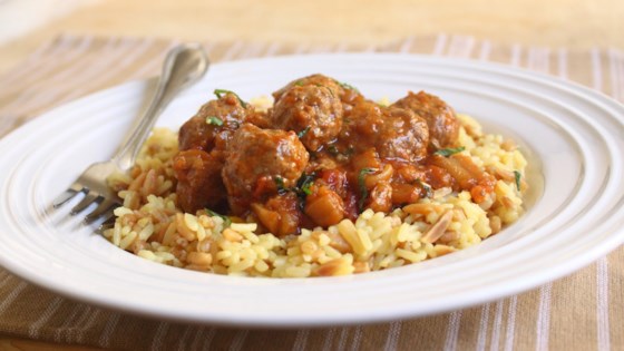 Little Lamb Meatballs in a Spicy Eggplant Tomato Sauce