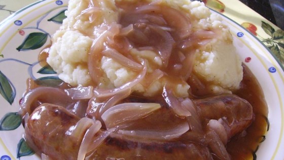 True Bangers and Mash with Onion Gravy