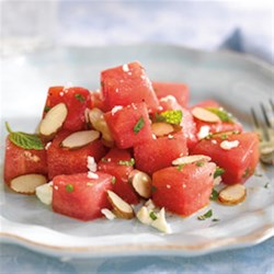 Watermelon, Almond, Feta and Mint Salad